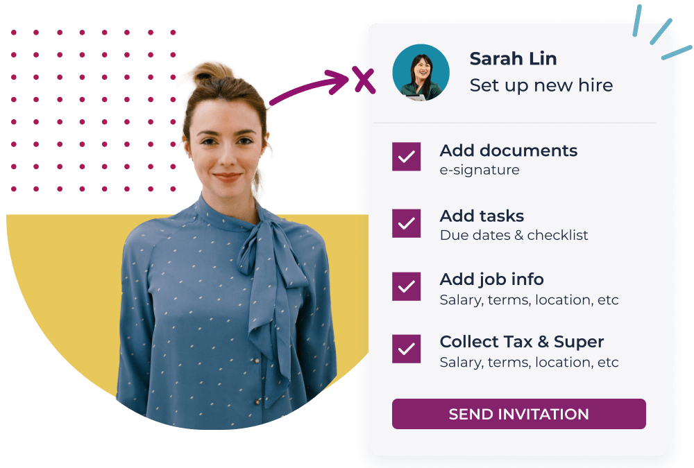 Paperless onboarding features including tasks, documents, self service