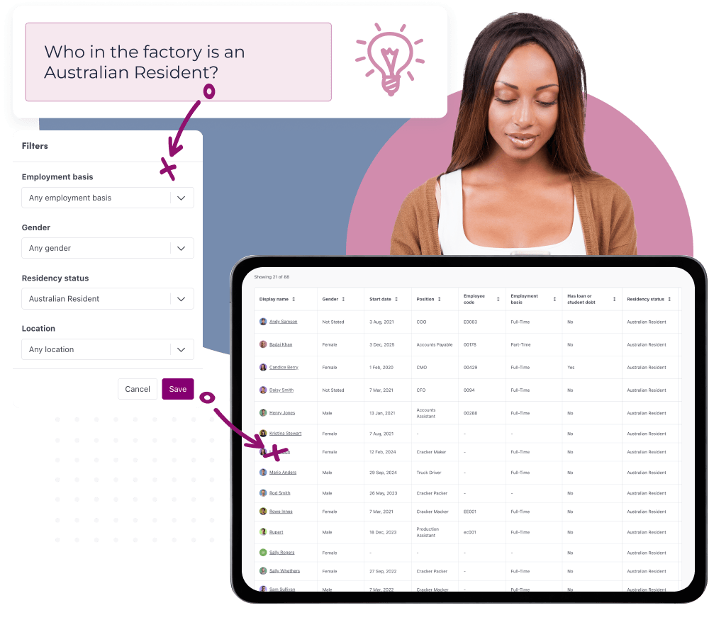 utilise data tables and filters to understand your organisation