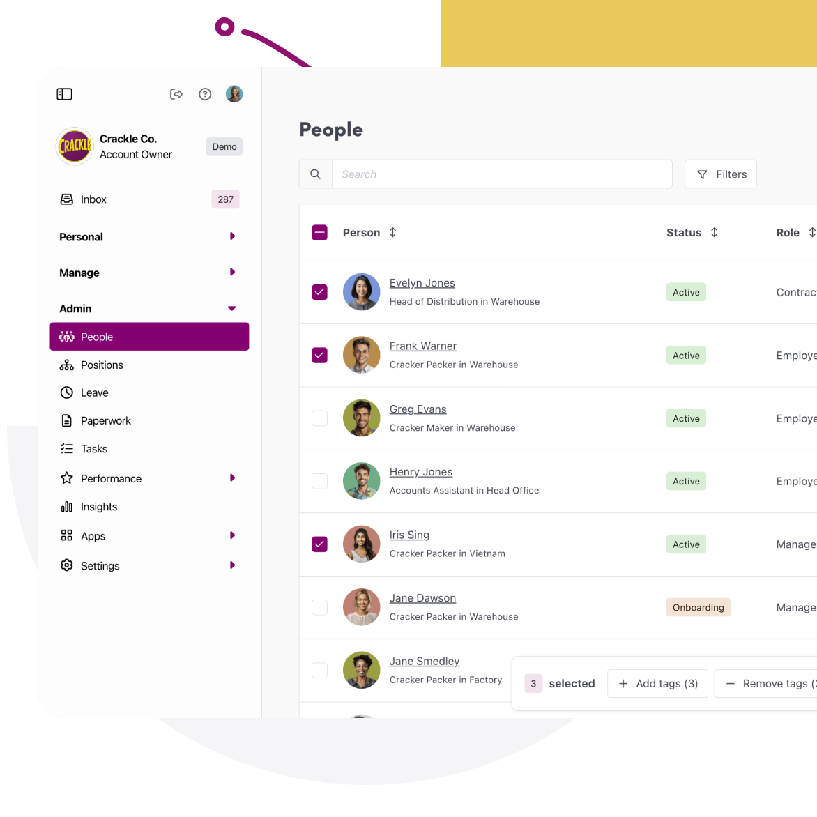 Employee directory view in Worknice