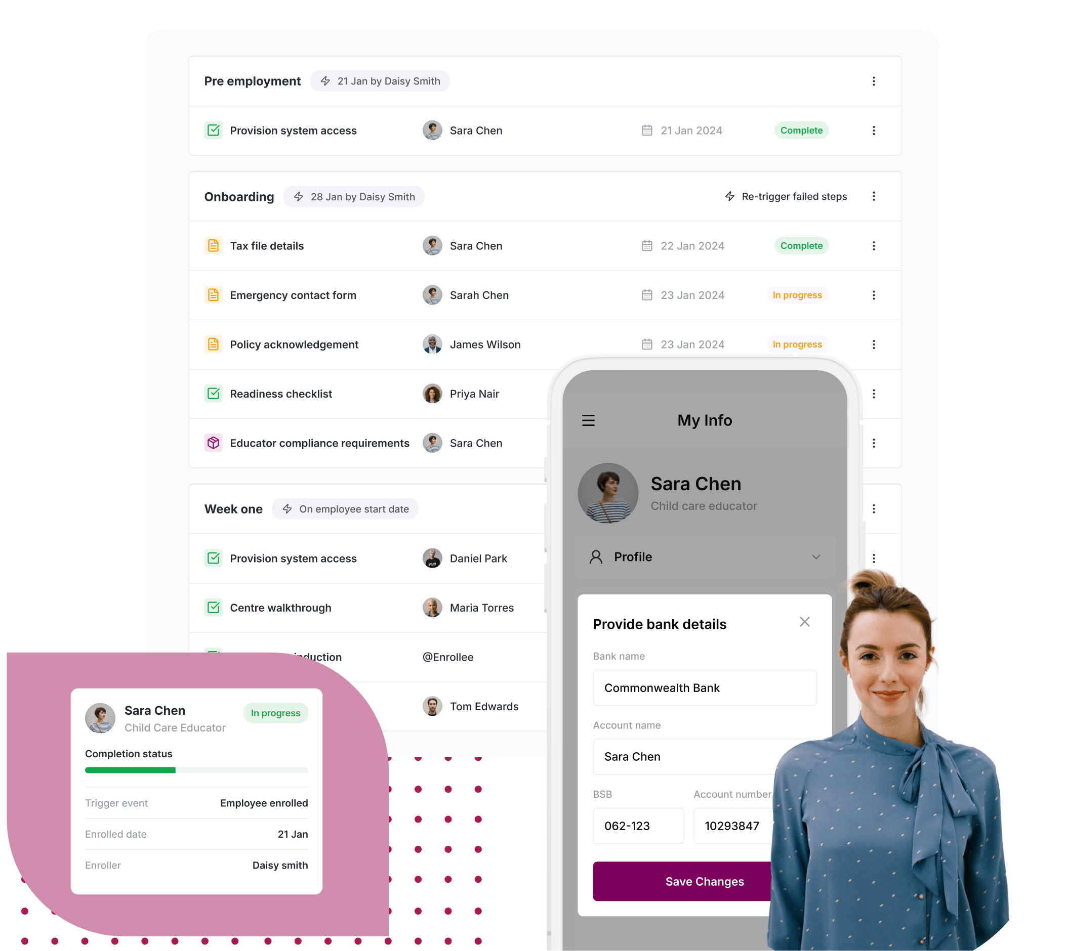 An onboarding workflow in Worknice